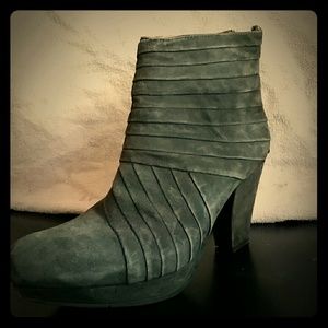 Gray leather suede ankle boots